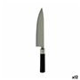 Couteau de cuisine Kinvara KT11-5604S01 Noir Argenté Acier inoxydable Plastique 5 x 33,5 x 2,3 cm (12 Unités)