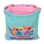 Sac à dos serré par des ficelles SuperKitties Rose Turquoise 26 x 34 x 1 cm
