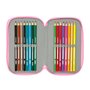 Pochette à crayons triple SuperKitties Rose Turquoise 12,5 x 19,5 x 5,5 cm 37 Pièces