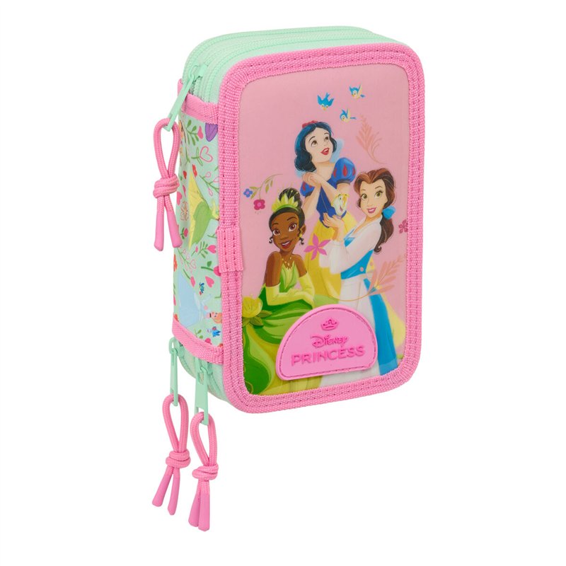 Trousse Scolaire avec Accessoires Disney Princess Bloom Rose Aigue marine 12,5 x 19,5 x 5,5 cm 37 Pièces
