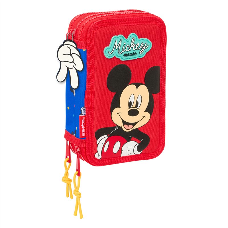 Pochette à crayons triple Mickey Mouse Clubhouse Good day Bleu 12,5 x 19,5 x 5,5 cm 37 Pièces