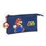 Trousse Fourre-Tout Triple Super Mario Trick Rouge Bleu foncé 22 x 12 x 3 cm