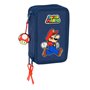 Trousse Scolaire avec Accessoires Super Mario Trick Rouge Bleu foncé 12,5 x 19,5 x 5,5 cm 37 Pièces