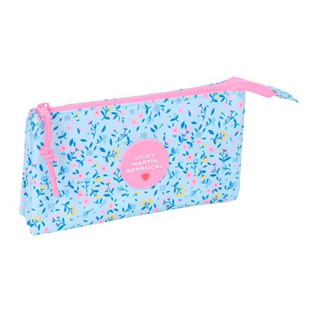 Trousse Fourre-Tout Triple Vicky Martín Berrocal Paraíso Rose Bleu clair 22 x 12 x 3 cm