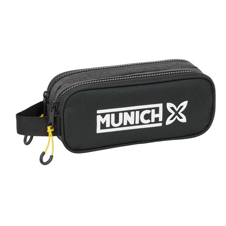 Trousse Fourre-Tout Double Munich Topo Noir 21 x 8 x 6 cm
