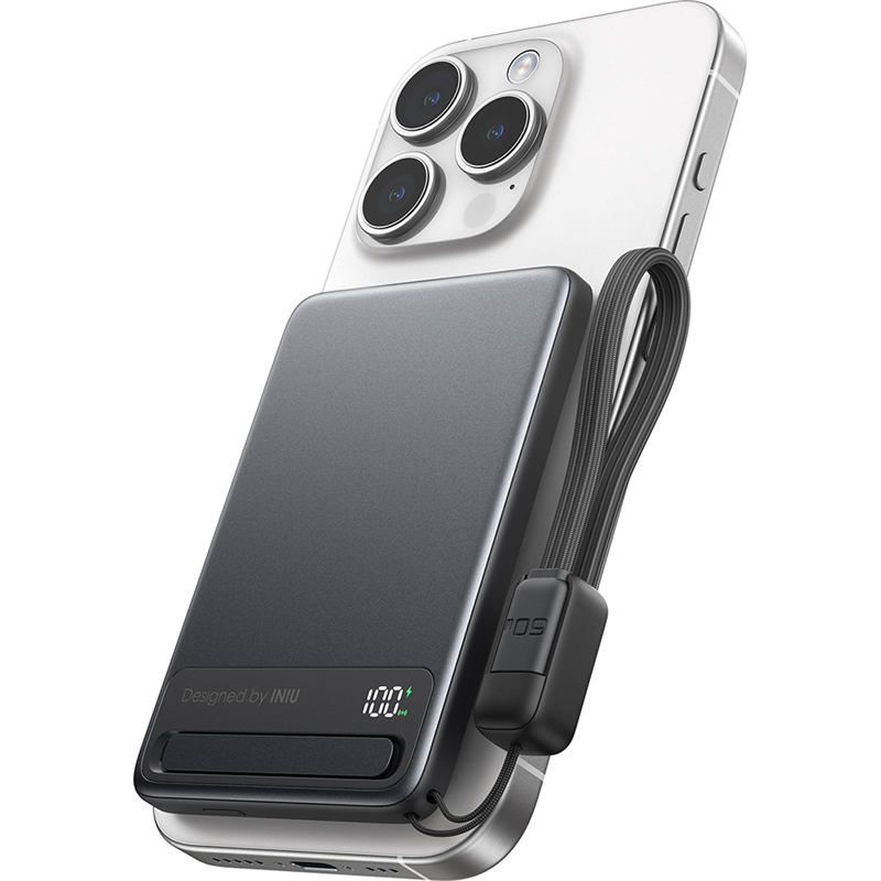 Powerbank sans fil Magnétique MagPro Slim 5000mAh 1 port USB C Noir Iniu