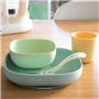 BEABA Set vaisselle silicone repas bébé, 4 pieces, avec ventouse, anti-dérapant, jaune