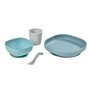BEABA, Coffret repas Silicone Bébé, Avec Ventouse, Anti-dérapant, 4 Pieces, Assiette + Bol+ Verre + Cuillere, Jungle