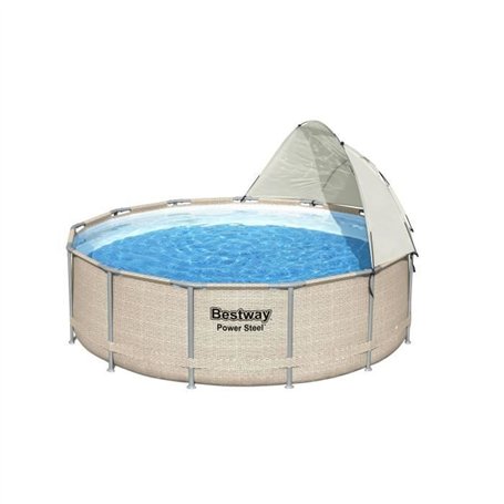 BESTWAY - Auvent pour piscine ronde - Diametre entre 305 cm et 549 cm - Gris