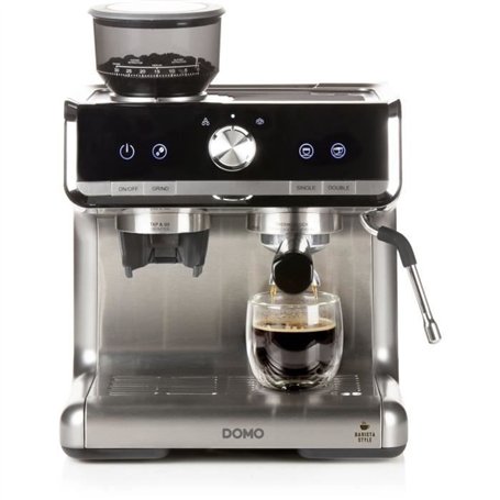 Machine a Espresso semi-professionnelle avec moulin - DOMO - DO720K - 1500 W - 15 bar - 1 ou 2 tasses - 30 réglages