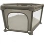 Parc Explore - DREAMBABY - 6 côtés avec base en tissu et cadre rembourré - Ø 1,40 m - H 70 cm - Taupe