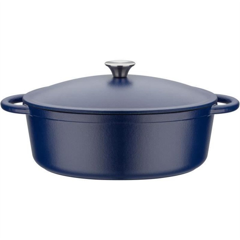 Cocotte fonte massive - GSW - BLUE MAGIC - 33 x 25 cm - Ovale - Induction - Bleu