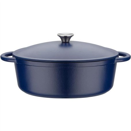 Cocotte fonte massive - GSW - BLUE MAGIC - 33 x 25 cm - Ovale - Induction - Bleu