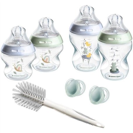 Tommee Tippee Biberon Kit Naissance Nouveau-Né Natural Start, Tétine, Anti-Colique, Auto-stérilisant, Bleu