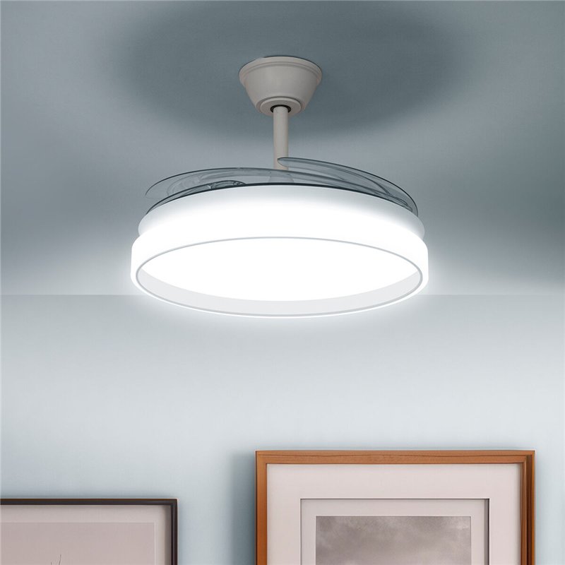 Image secondaire de Ventilateur de Plafond avec Lumière LED et 4 Pales Rétractables Keteez InnovaGoods Blanc 72 W Ø49-104 cm