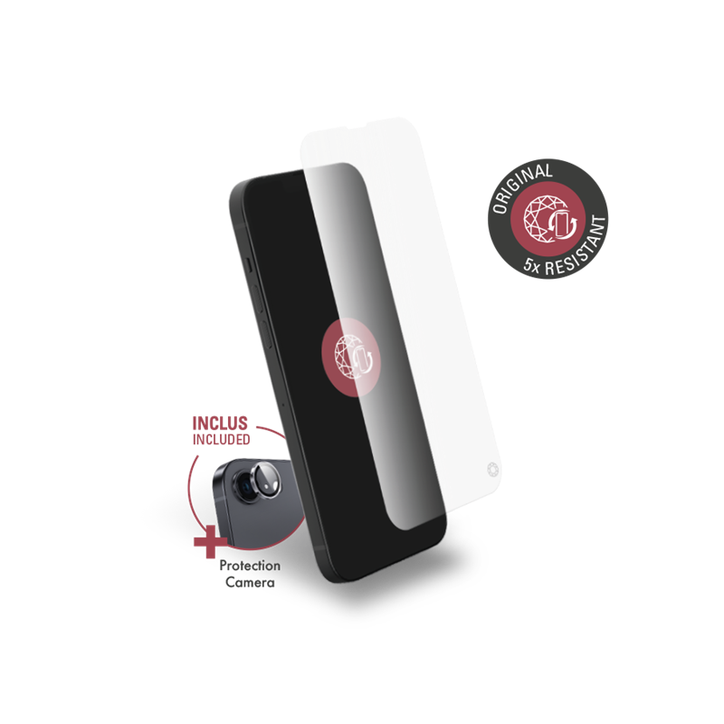 Pack Protège-écran iPhone 16e 2.5D Original + 1 Protège Lentille + Garantie à vie - Certifié GRS Force Glass