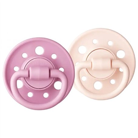 Sucette Dodie Gaia +0m Caoutchouc Ronde Rose - Lot de 2