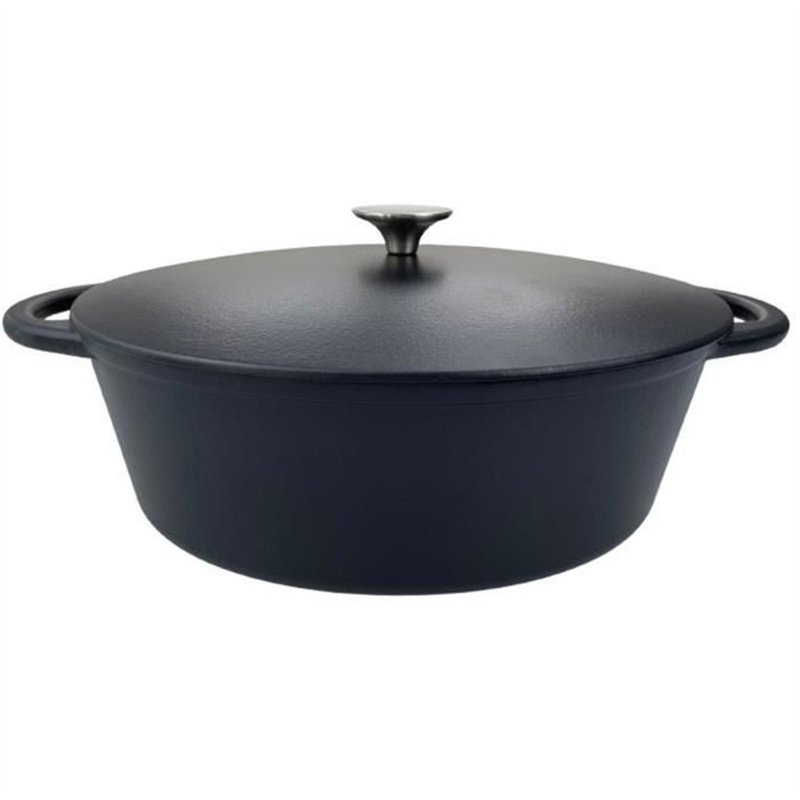 Cocotte en fonte - BAUMALU - 336408 - Ovale 33 cm - Noir mat