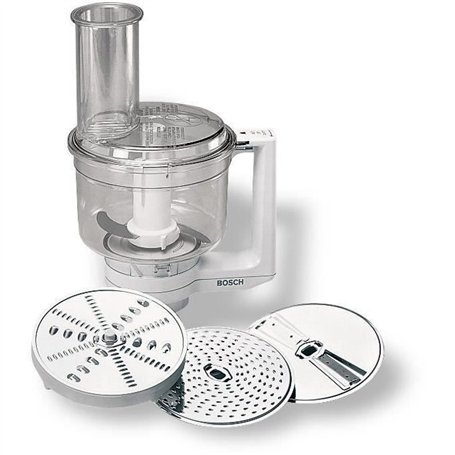 Multimixeur - BOSCH - Pour Kitchen machine MUM5 - Couteau universel, râpe et disque double tranchant - Blanc transparent