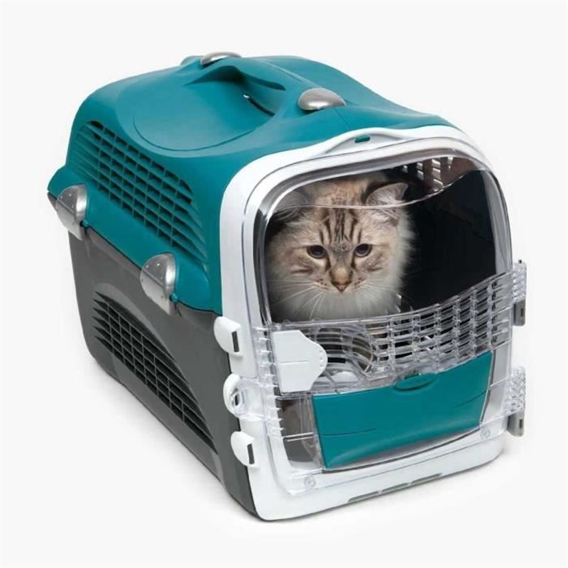 Image secondaire de Cage de transport pour chat - CATIT - Cabrio - Multifonctionelle - Ouverture 360° - Turquoise
