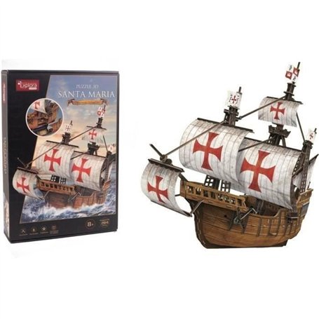 Puzzle 3D - Bateau Santa Maria - Jeu de construction - EXPLORA - 204 pieces - Des 8 ans