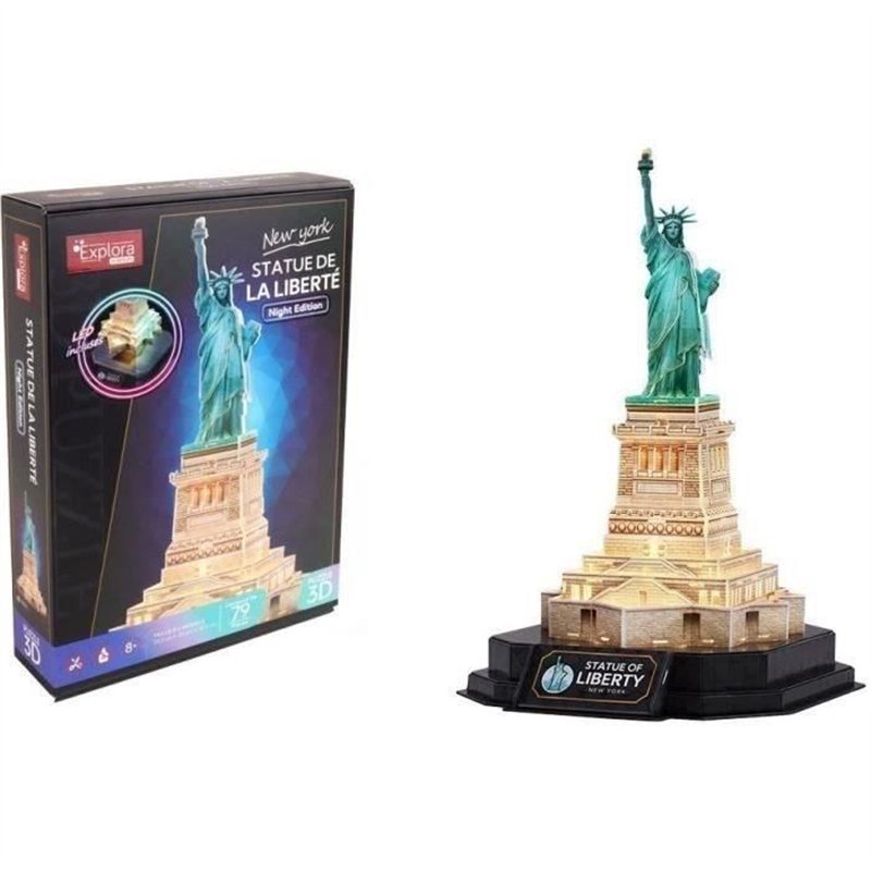Puzzle 3D lumineux - Statue De La Liberté - Jeu de construction - EXPLORA - 79 pieces - Des 8 ans