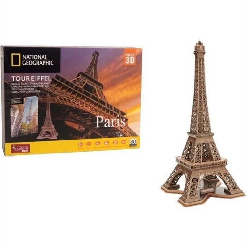 Puzzle 3D - Tour Eiffel - Jeu de construction - EXPLORA - 80 pièces - Dès 8 ans