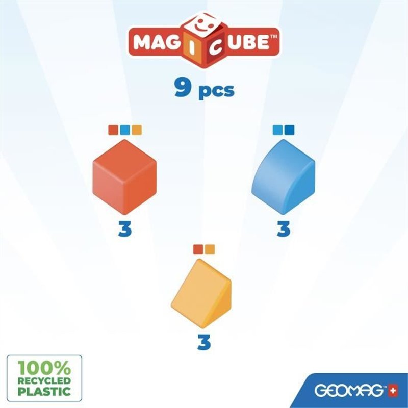 Image secondaire de Blocs magnétiques - GEOMAG - Magicube 208 - 9 pieces - Formes variées - Animaux - Plastique recyclé