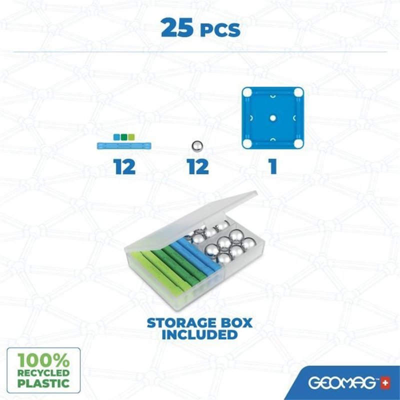 Image secondaire de Jeu de construction magnétique - GEOMAG - Classic Recycled 25 pieces - Magnétique - Éducatif - Plastique recyclé