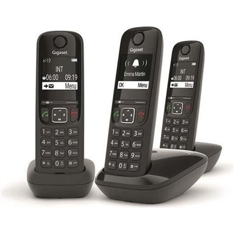 Téléphone Fixe AS690 Trio Noir - GIGASET - Mains-libres performant HSP - Blocage d'appels efficace
