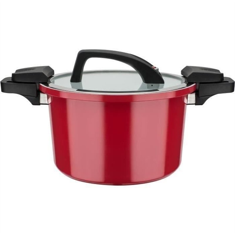 Cuiseur basse pression - GSW - 24 cm - 6 L - Aluminium forgé - Induction - Rouge