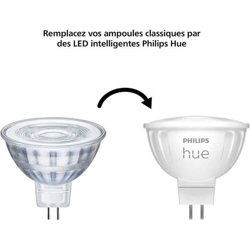 Image secondaire de Ampoule connectée - PHILIPS HUE - MR16 - Lumiere blanche - Compatible bluetooth - Lot de 2 - Fonctionne avec App et voix