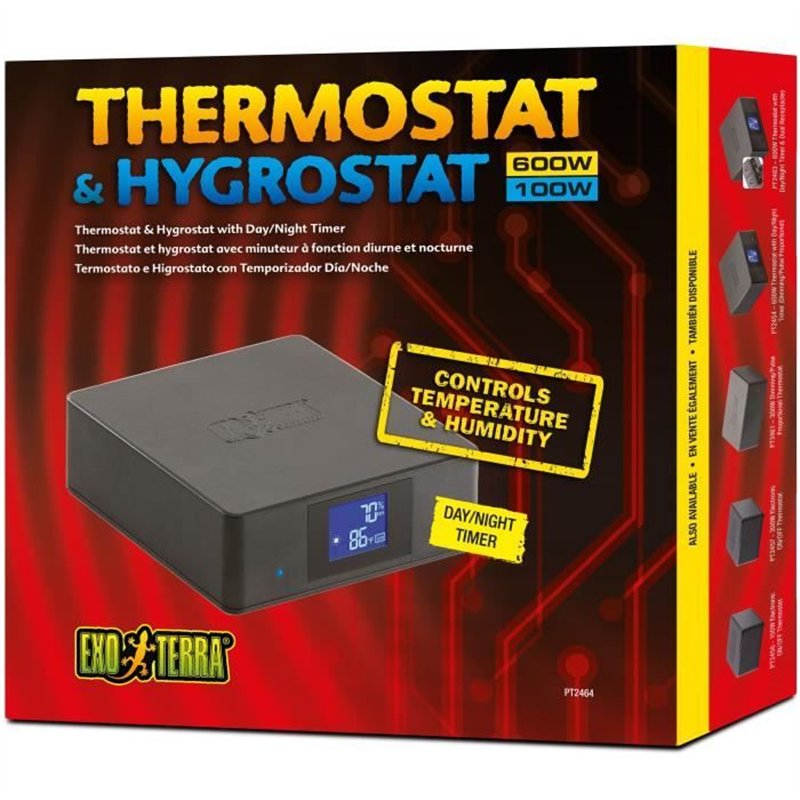 Thermostat et hygrostat pour terrarium - EXO TERRA - Avec minuteur - Fonction diurne et nocturne - 600W