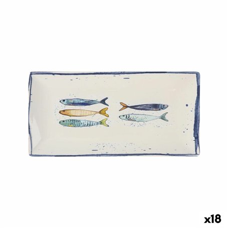 Plat à Gratin La Mediterránea Peixe Rectangulaire Poissons 30 x 15 x 2 cm (18 Unités)