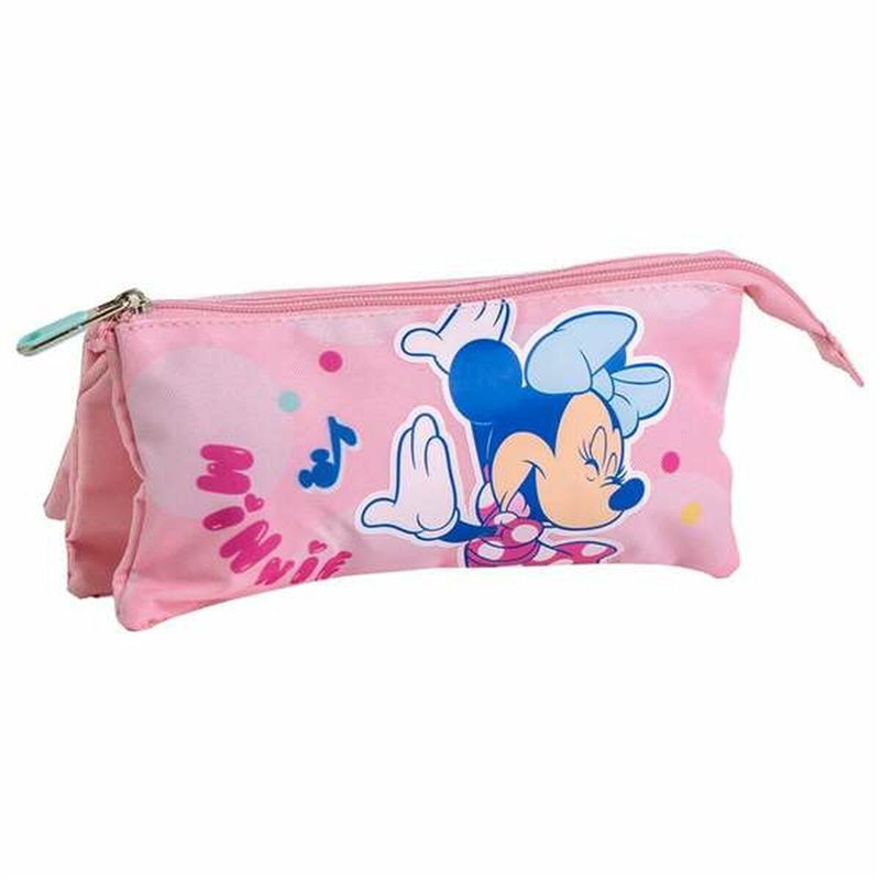 Trousse Fourre-Tout Triple Minnie Mouse Rose 2,2 x 1,1 x 22,5 cm