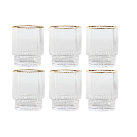 Set de Verres Home ESPRIT Transparent Doré Verre 320 ml (6 Unités)