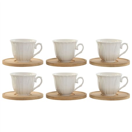 Ensemble de tasses à café Home ESPRIT Blanc Bambou Porcelaine 90 ml