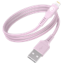 Câble Tissé USB A / Lightning 2.4A 1.2m FastCharge 12W Rose Bigben