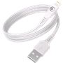 Câble Tissé USB A / Lightning 2.4A 1.2m FastCharge 12W Blanc Bigben