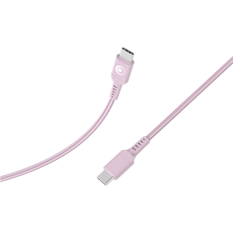 Câble Tissé USB C / USB C 3A 1.2m PD 60W Rose Bigben
