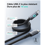 Câble Léopard USB C / USB C 5A 1.2m Magnétique PD 100W Noir Iniu