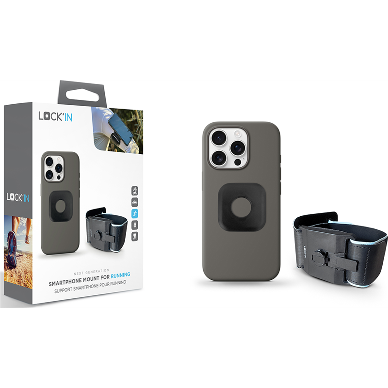 Support téléphone pour running Noir Lock'in