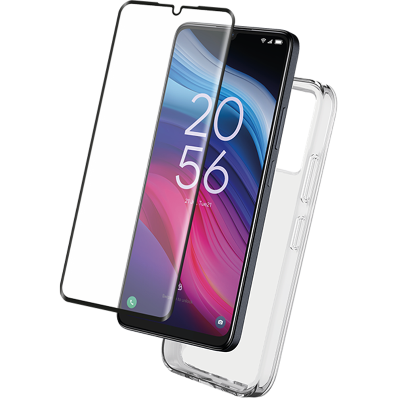 Pack 2 en 1 Coque TCL 505 Souple Transparente + Protège écran 2.5D + SmartFrame - Certifié GRS Bigben