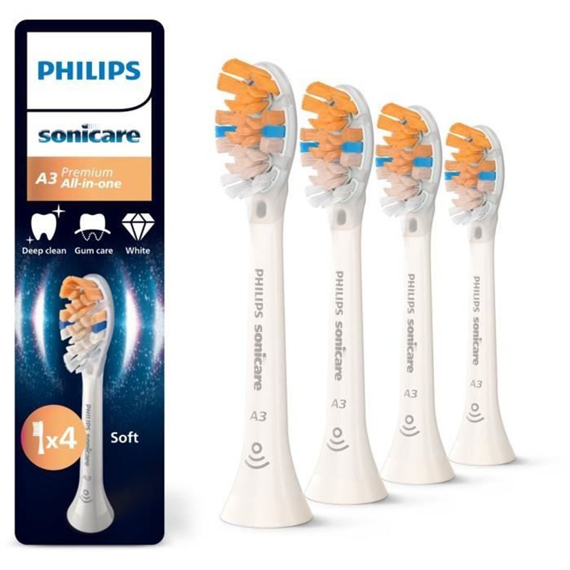 Lot de 4 têtes de brosse - PHILIPS - HX9094/87 - A3 blanc
