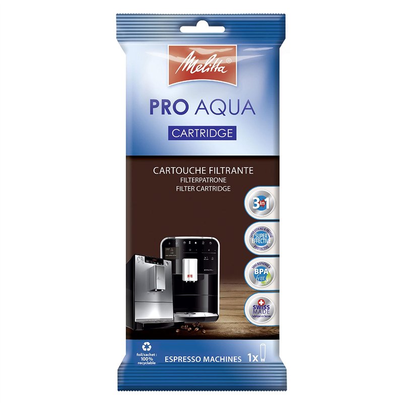 Melitta Cartouche Filtrante Pro Aqua pour Machines à Grain avec Broyeur, Détartrage Optimal des Machines à expresso Melitta dura