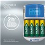 VARTA Chargeur de Piles, charge jusqu'à 4 AA/AAA Piles rechargeables, LCD Charger, avec câble USB et adaptateur 12V, non équipé