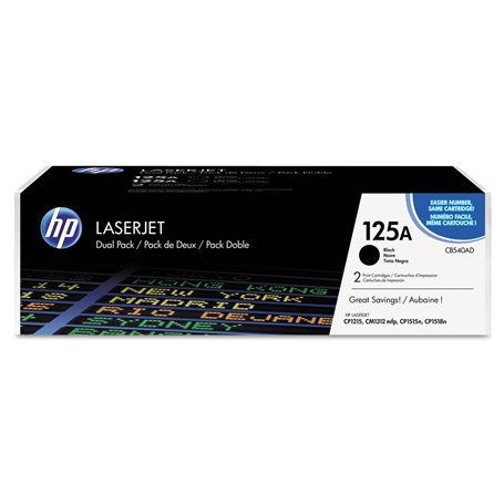HP 125A pack de 2 toners LaserJet noirs authentiques (CB540A), 2200 pages