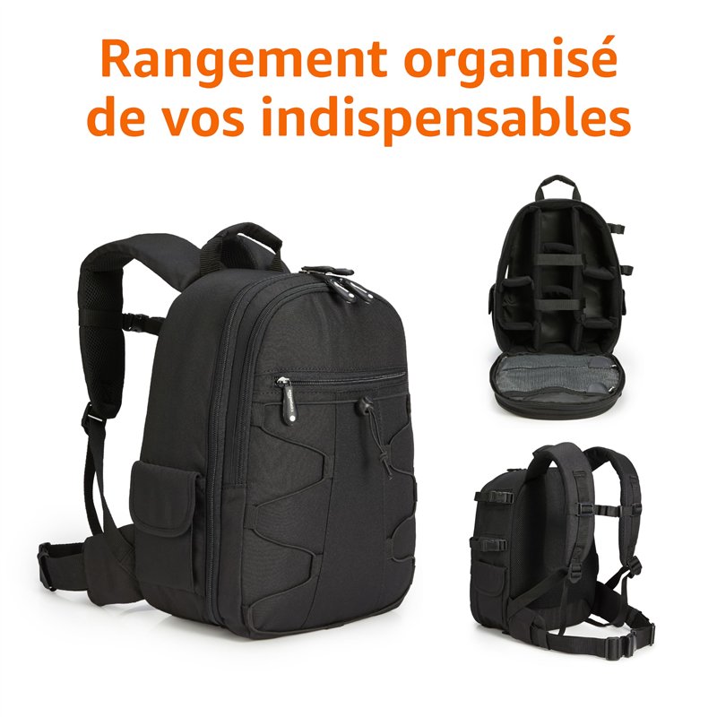 Image secondaire de Amazon Basics Sac à Dos pour Appareil Photo Grande Capacité avec Rembourrage Interne pour Reflex et Accessoires, Étanche et Anti