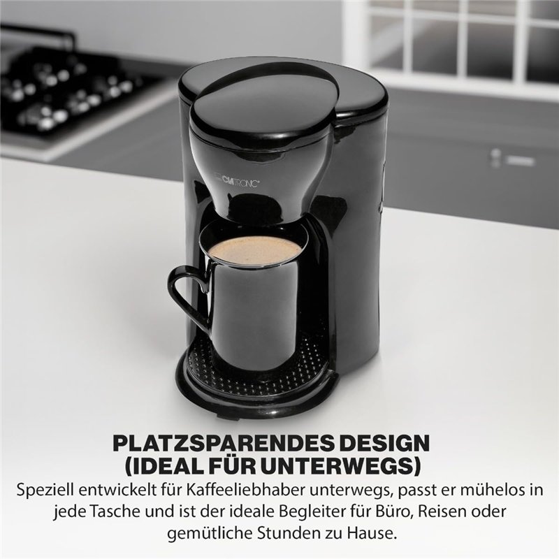 Image secondaire de Clatronic Machine à Café 1 Tasse | Cafetière | Cafetière filtre avec tasse en céramique incluse | 140 ml | Petite cafetière filt
