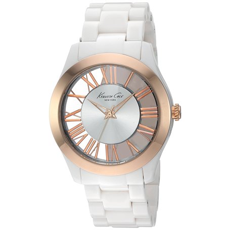 Kenneth Cole - KC4860 - Montre Femme - Quartz Analogique - Aiguilles Lumineuses - Bracelet Résine Blanc
